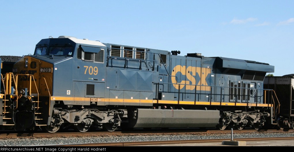 CSX 709 is power for a coal train